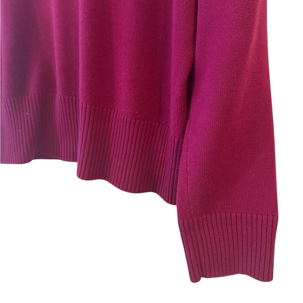 Talbots Petites Magenta Sweater Size L Split Neck Cotton Knit - Picture 5 of 5